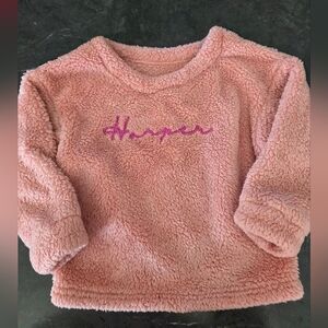 Hand embroidered Harper duzzy pullover sweater size 3t pink fuzzy shirt girls